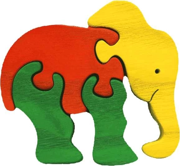 Fauna houten inlegpuzzel kleine olifant