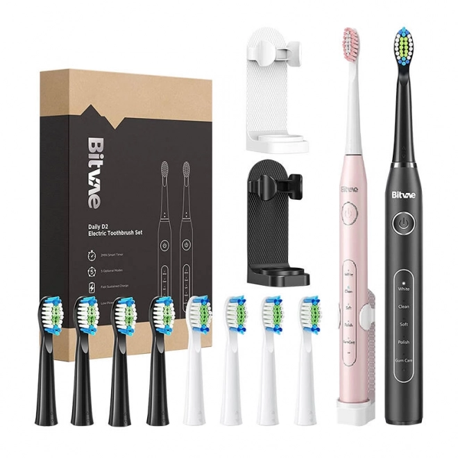 Sonic Toothbrush Set with Attachments and Dual Holders