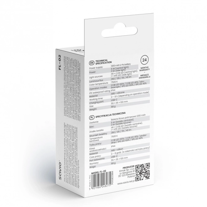 Hoofdlamp LED-zaklamp Savio met bewegingssensor