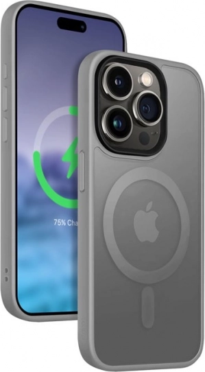 Hybrid Frost MAG Cover Case for iPhone 15 Pro with MagSafe – Gray