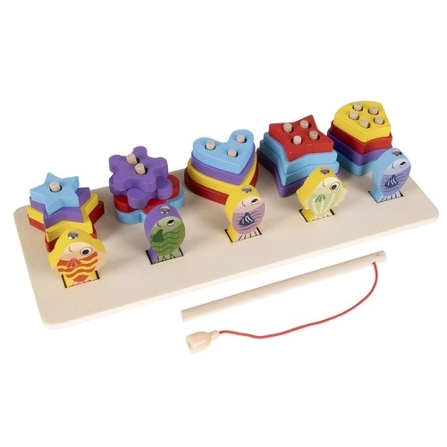 Houten sorteerdoos met visvangspel