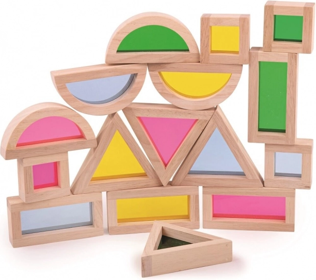 Bigjigs Toys colorful sensory shapes from natural wood