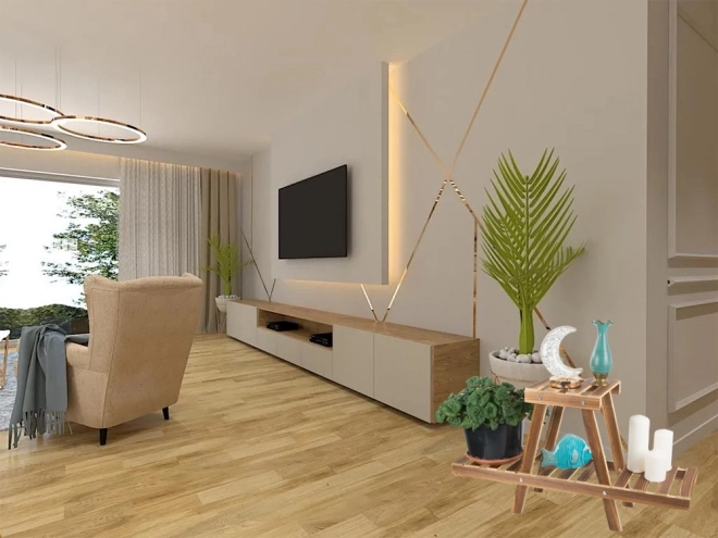 Houten tweelaagse plantenstandaard
