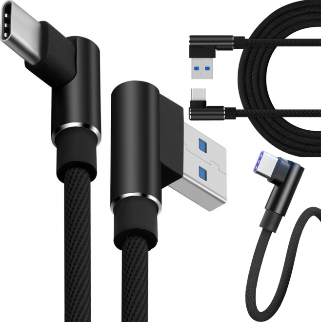 Right-angle USB-C cable 1 m – fast-charging, braided, USB-A to USB-C