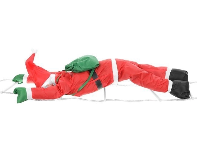 Weihnachtsmann auf LED-Leiter – mehrfarbig, 120 cm