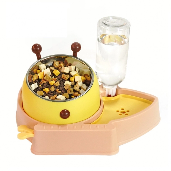 Schaal met automatische waterdispenser voor honden en katten 2 in 1 - roze