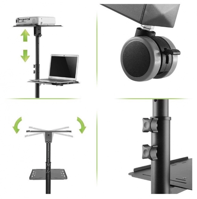 Mobiele metalen tafel voor projector en laptop