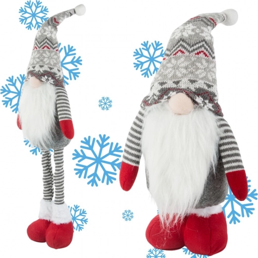 Kerstkabouter met telescopische benen 50–70 cm, grijs