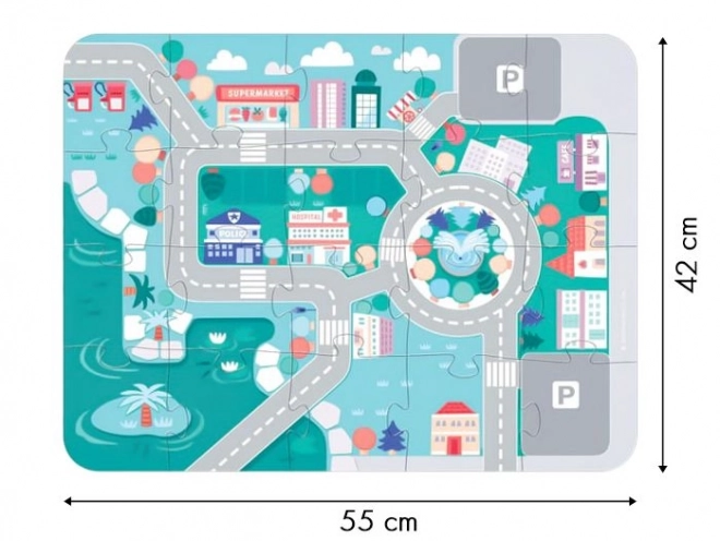 Houten educatieve blokken stad met basis 115 stuks ECOTOYS