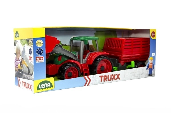 Auto Truxx tractor met hooiaanhanger en figuur in doos 53x19x16cm 24m+
