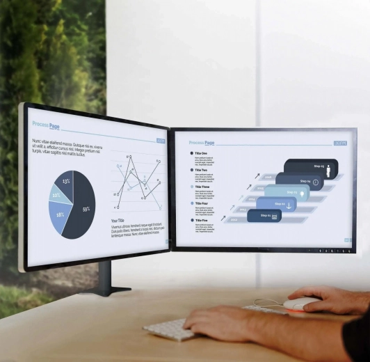 Twee montagemethoden voor elk bureau