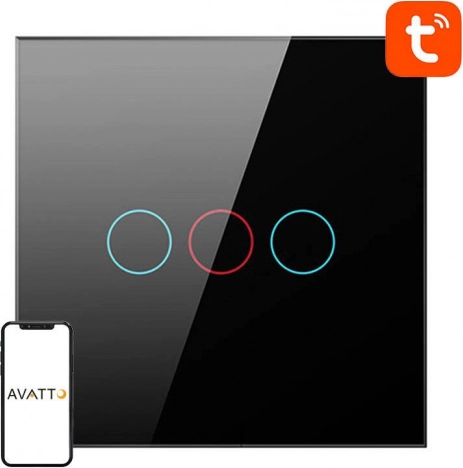 Interrupteur tactile intelligent Zigbee Avatto sans neutre 1 circuit – noir