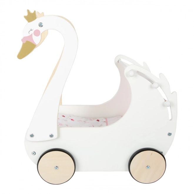 Houten kinderwagen Zwaan