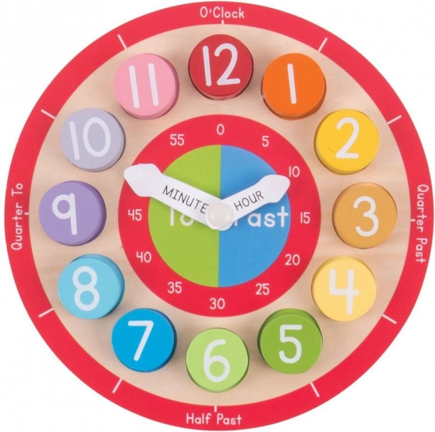 Bigjigs Toys educational wooden clock in English