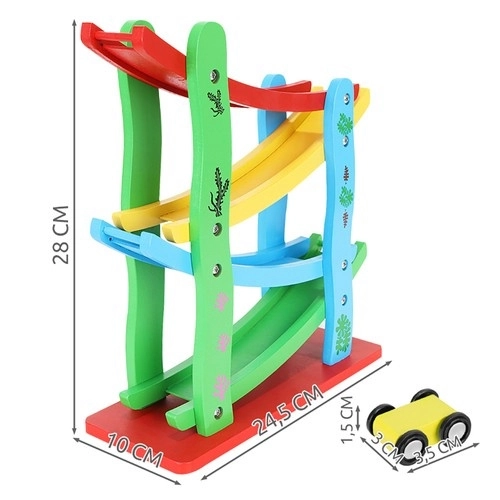 Kruzzel 9349 kleurrijke racebaan 4 autootjes