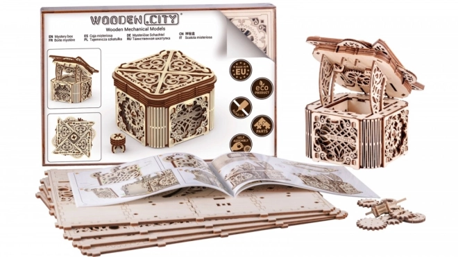 Houten mechanische puzzel Geheime Doos