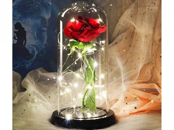 Ewige rote Rose im Glas mit LED-Licht als Geschenk für Frauen