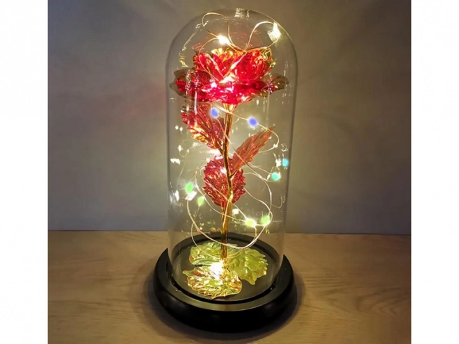 Rose éternelle sous un éclairage en verre