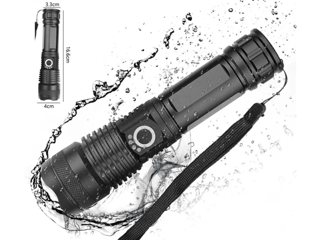 Krachtige LED-zaklamp USB waterdicht