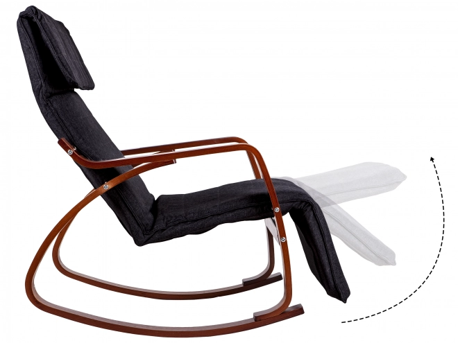 Fauteuil à bascule avec repose-pied réglable et accoudoirs en bois de ModernHome