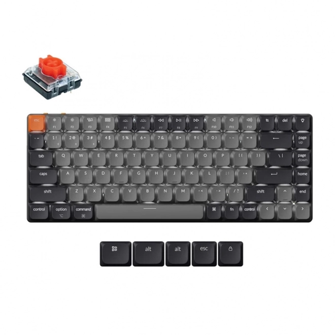 Draadloos low-profile toetsenbord Keychron K3 LED Rode Schakelaar grijs