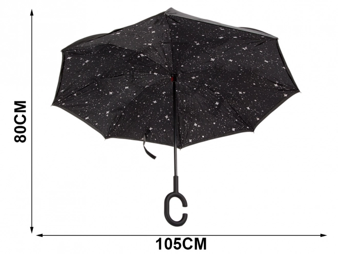 Umbrella inverted folding umbrella strong wires sturdy standing umbrella – black