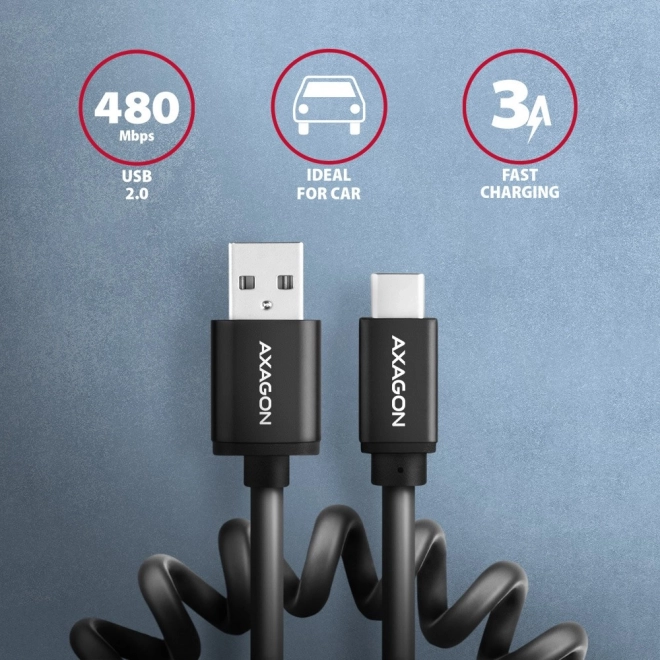 BUCM-AM20TB Twister USB-C - USB-A kabel, 1,1 m, USB2.0 3A, ALU