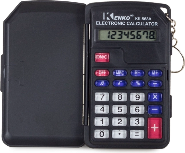 Pocketrekenmachine met ring en klaphoesje