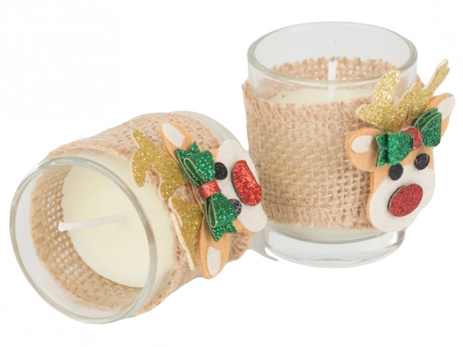 Duftkerzen im Glas mit Rentier-Motiv, Set 2 Stk.