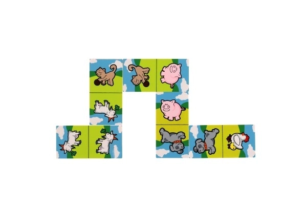 Domino Mijn eerste dieren houten gezelschapsspel 28st in doosje 17x9x3,5cm MPZ