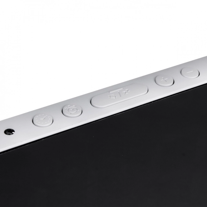 digitaler Wecker mit Thermometer und verspiegeltem LED-Display, weiß