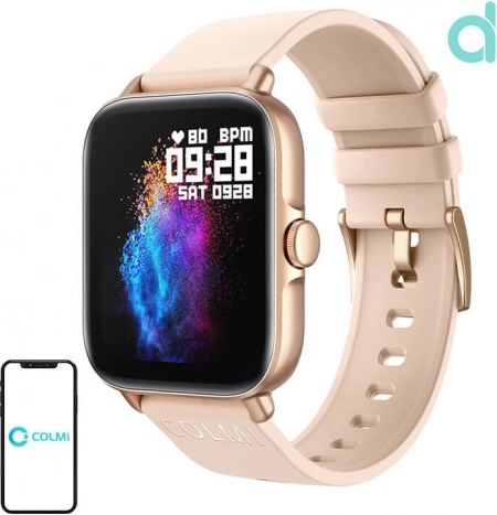 Colmi P28 Plus smartwatch in gouden kleur