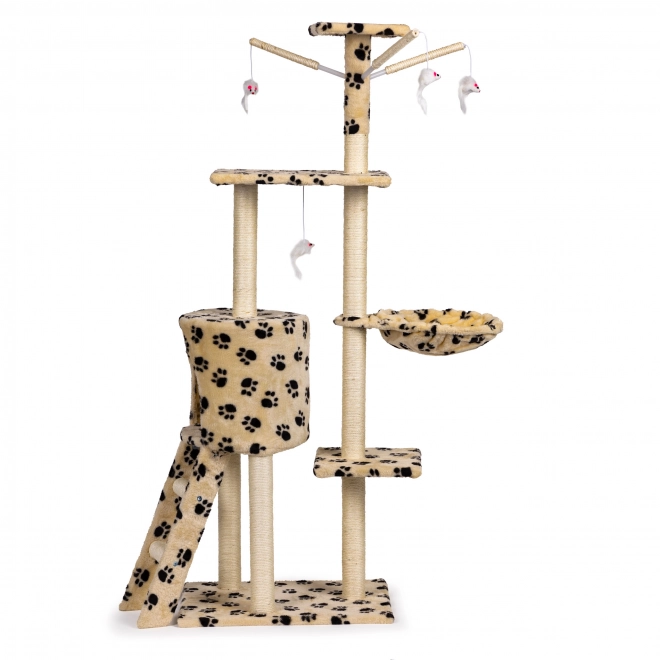 Arbre à chat, maison, arbre, lit, 138cm XL, empreintes de pattes
