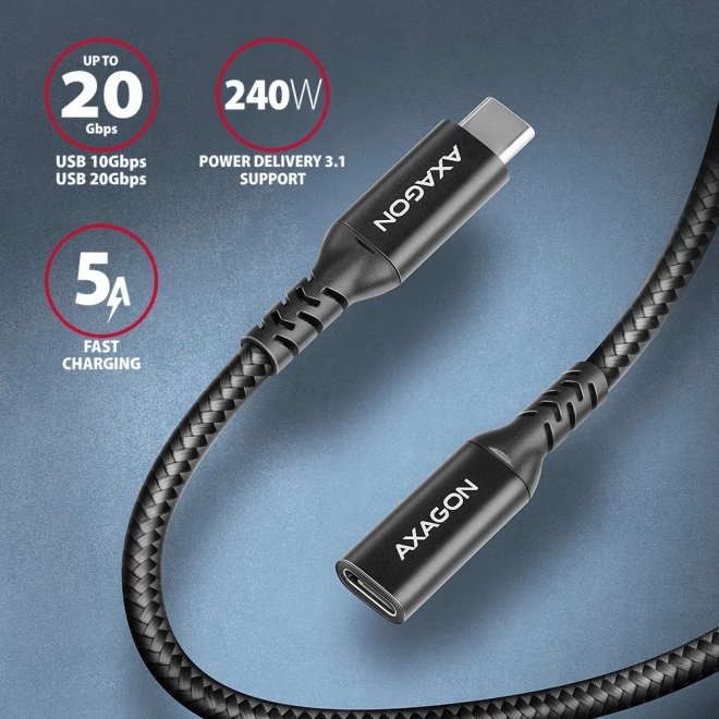 BUCM32-CF15AB Gen2 USB-C - USB-C-verlengkabel 1,5 m, 5A, 20Gb/s, PD 240W, gevlochten