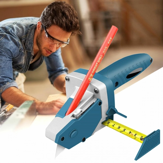 Couteau pour couper des plaques de plâtre avec échelle