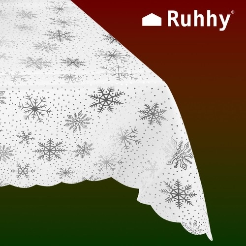 Große Weihnachtstischdecke Weiß mit Schneeflocken 180 x 140 cm