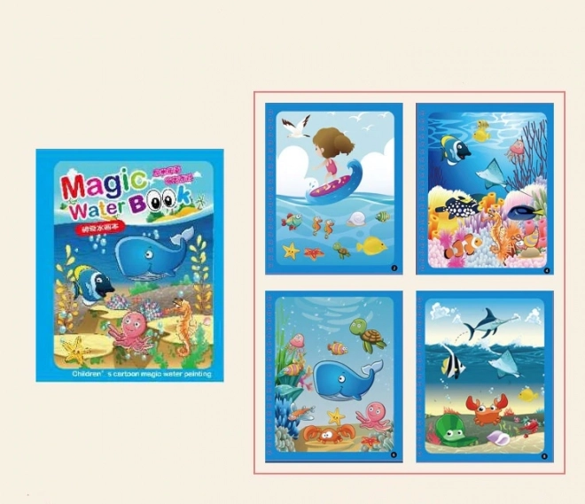 Waterboek met stift zeedieren blauw