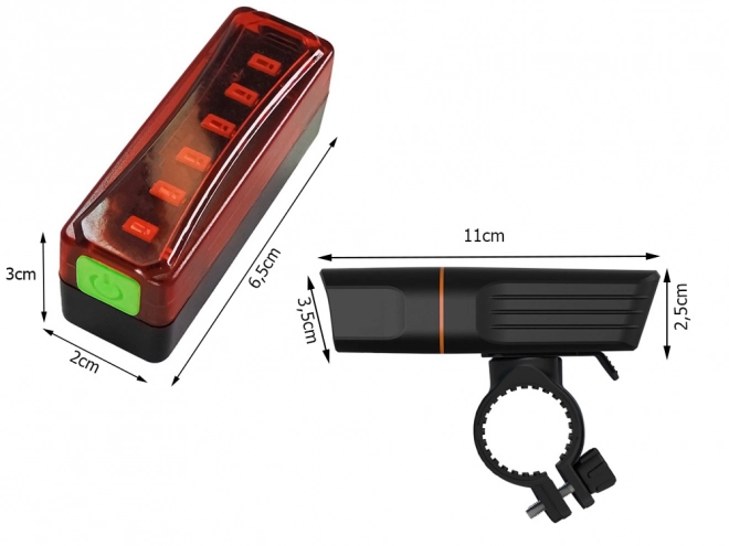 Set voor- en achter LED fietslamp met USB-oplading