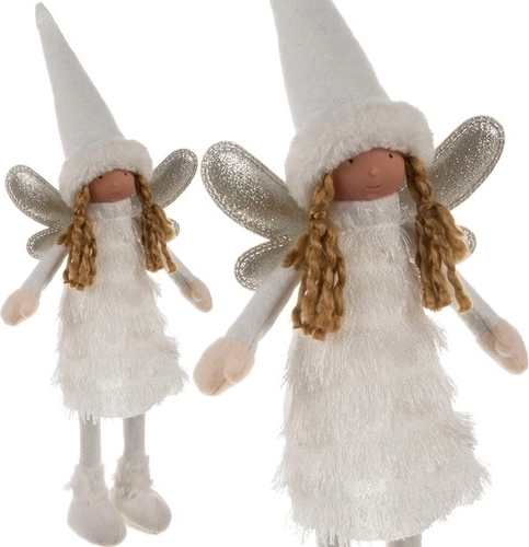 Weihnachtsfigur Engel mit glitzernden Flügeln Weiß Ruhhy