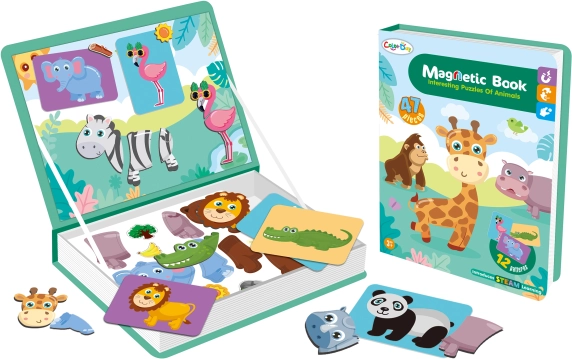 Magnetisch boek met safari-dieren 47 stuks