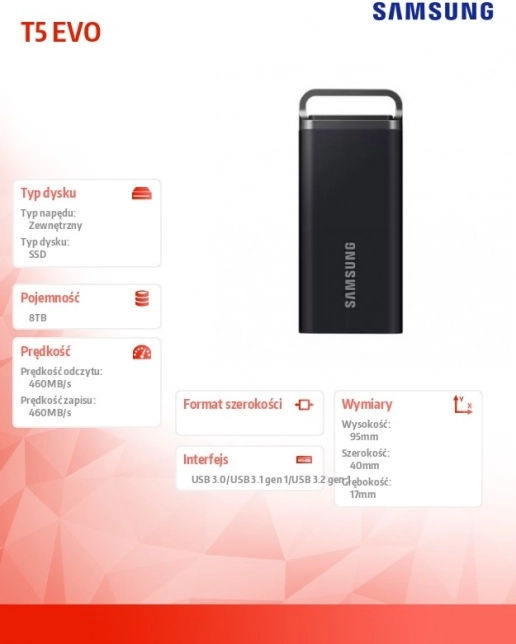 Externe SSD Schijf Samsung T5 EVO 8TB USB 3.2 Gen. 1 zwart