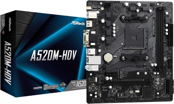 ASRock A520M-HDV carte mère microATX AM4 avec HDMI/DVI/VGA et M.2