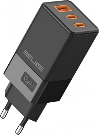 Schwarzes GaN 65W Ladegerät mit 2x USB-C und USB-A