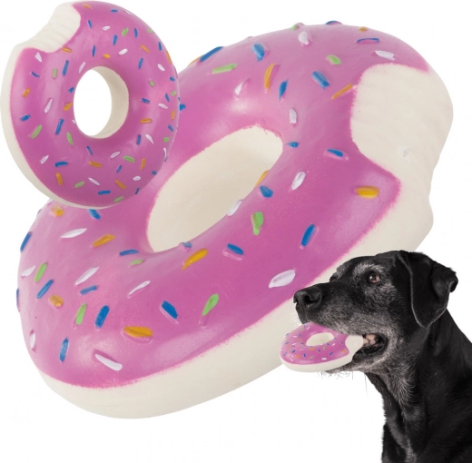 Piepend donut voor honden – rubberen kauwspeeltje 11,5 cm