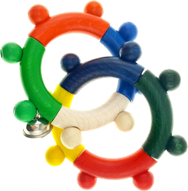 Hess houten rammelaar kleurrijke ringen