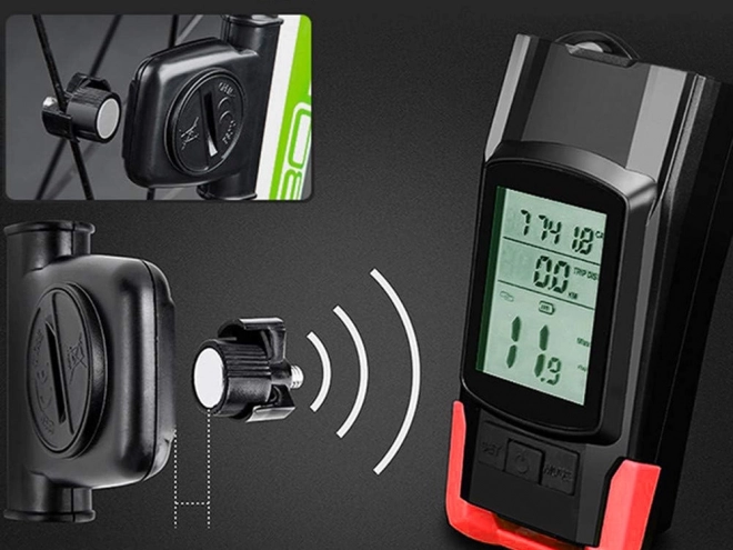 3-in-1 Bike LED Light with Horn and Counter
