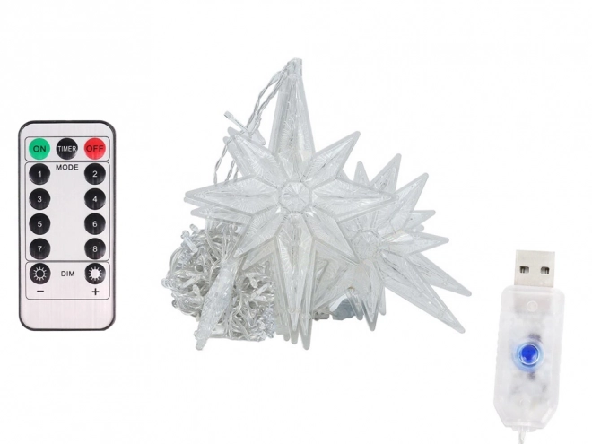 Kerstverlichting gordijn met sterren op USB