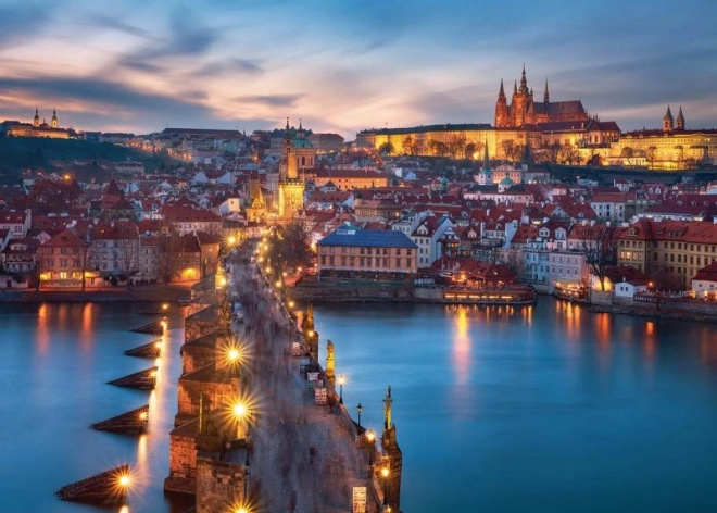 Puzzel Uitzicht op Praag 's Nachts 1000 Stukken