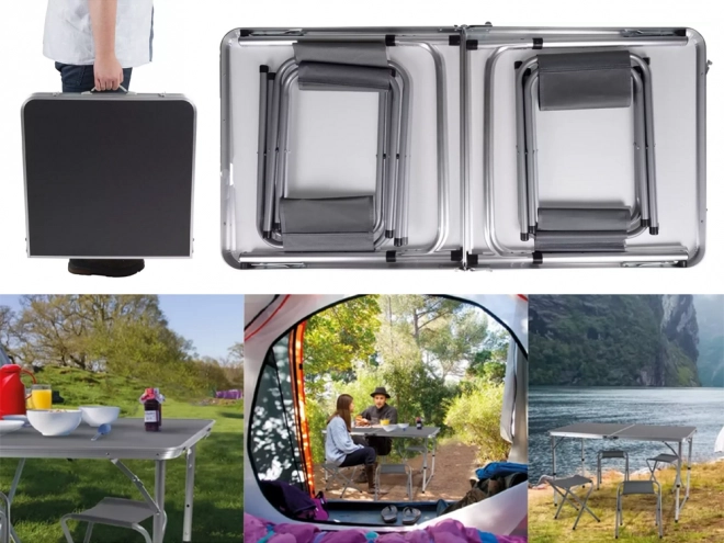 Toeristische tafelset inklapbare campingtafel groot 4 stoelen koffer