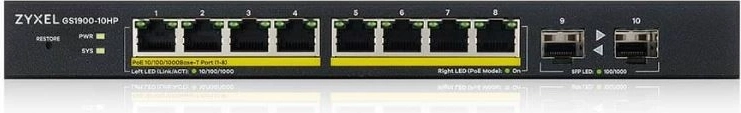 8 PoE ports with 70 W power